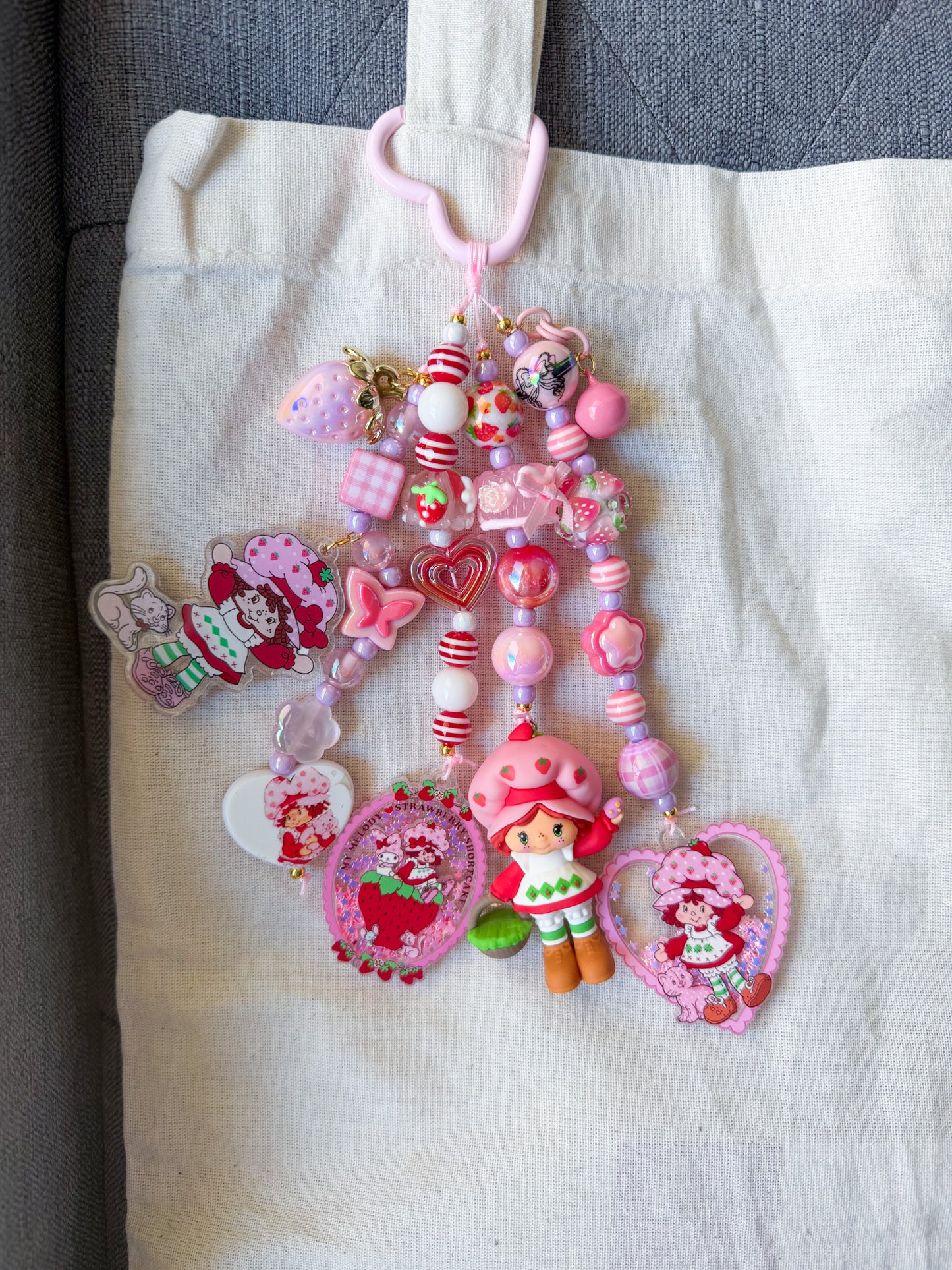 Strawberry dream Bag Charm Keychain - Pink or Red