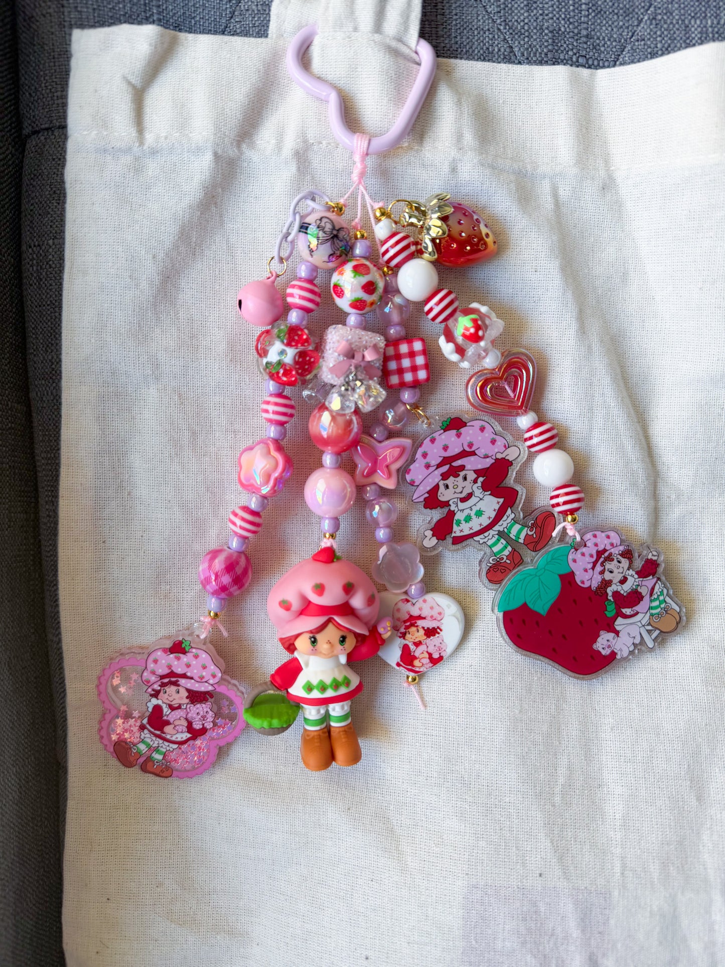 Strawberry dream Bag Charm Keychain - Pink or Red